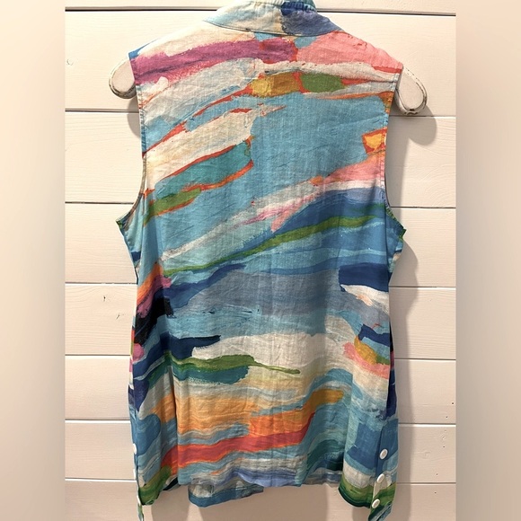 CLAIRE DESJARDINS - Sleeveless Artistic Print Top - Size L - Picture 10 of 10